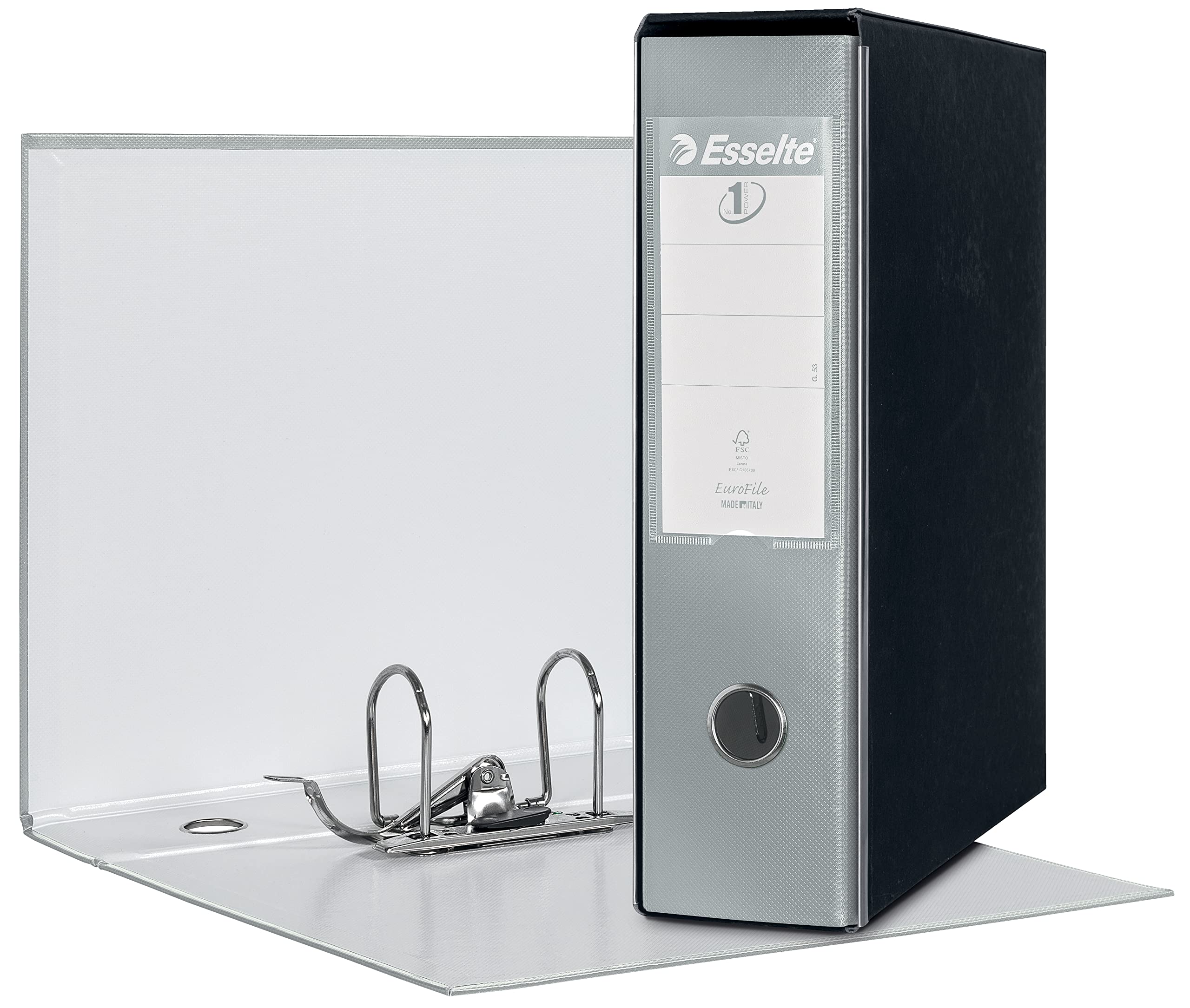 Esselte Eurofile Binder with Lever Mechanism and case Dorso 8 cm Metallized Grey
