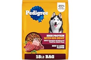 Pedigree High Protein Adult Dry Dog Food, Beef and Lamb Flavor, 18 lb. Bag
