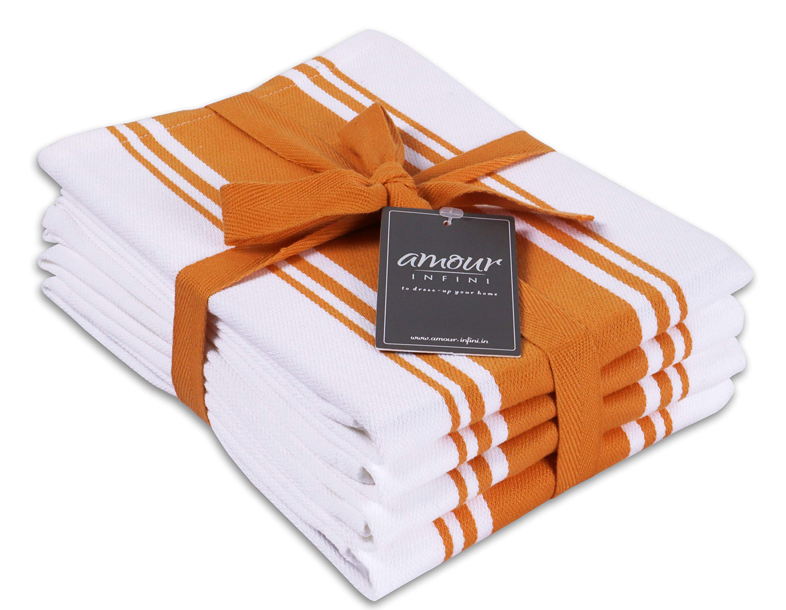 AMOUR INFINI Kitchen Tea Towels Classic Vintage Stripe Kitchen Towels Set of 4, 50 x 70 cm Multi-use Dish Towels With Hanging Loop 100% Ring Spun Premium Cotton Highly Absorbent Kitchen Towels | Turquoise