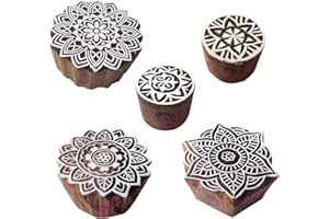 ROYAL KRAFT Trendy Pattern Mandala and Round Wood Block Stamps (Set of 5)