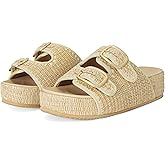 WJZDSJCO Raffia Sandals for Women Platform Slide Sandals Espadrille Adjustable Double Buckle Summer Comfortable Cute Woven Casual Beach Shoes