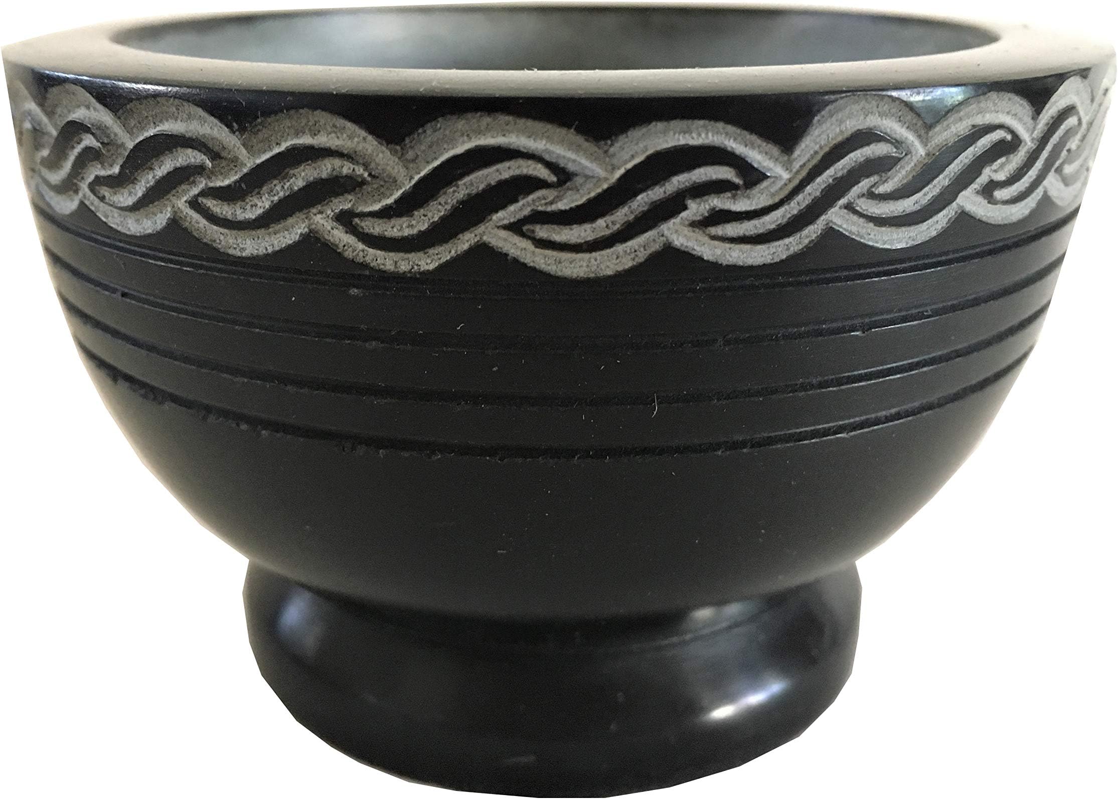 NAI Soapstone Incense Burner Bowl/Smudge Pot/Wicca Ritual Offering Bowl Celtic Knot 4" W x 2.5" H SBR38
