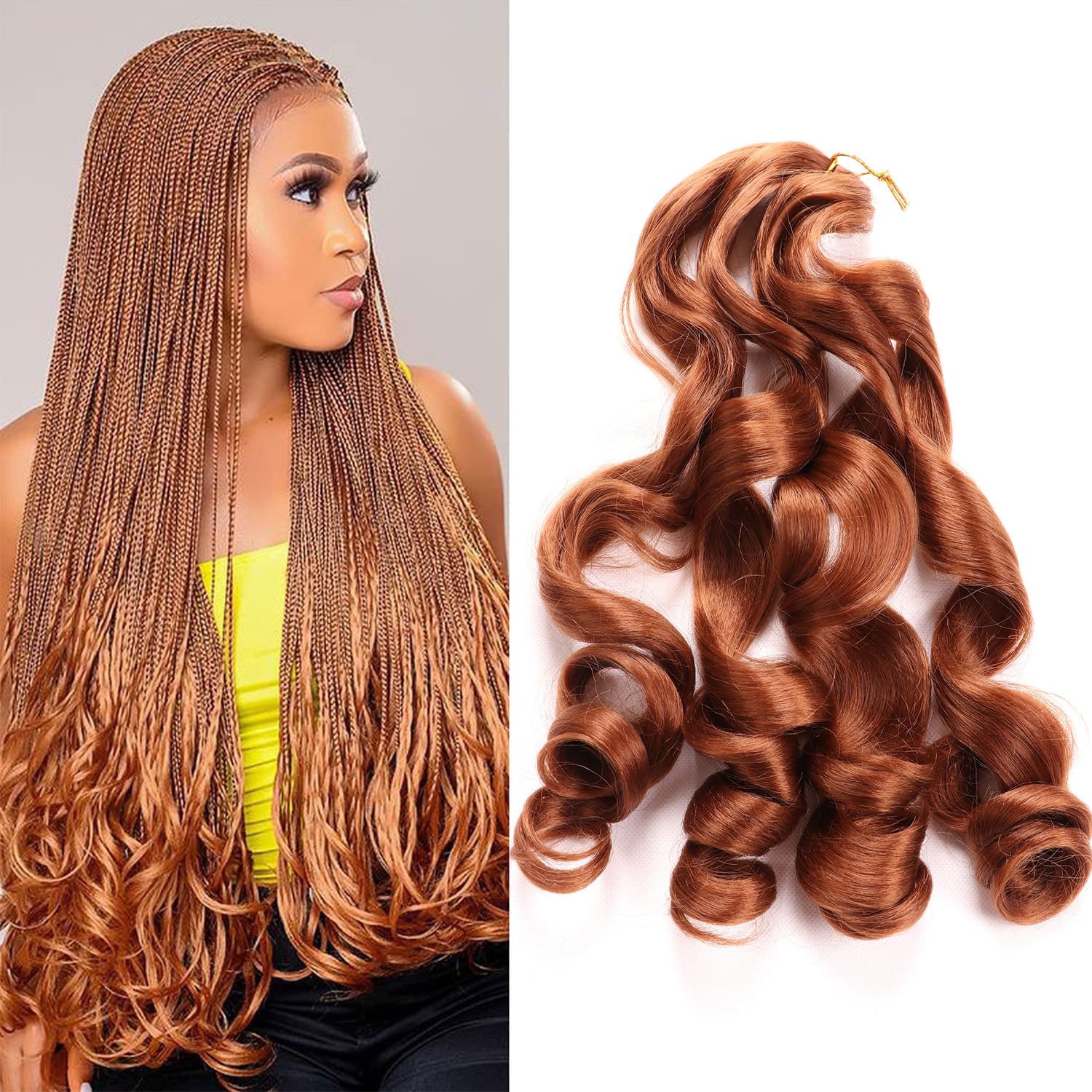 French Curl Braiding Hair Extensions for Braiding Crochet Braids Hair Extensions Goddess Braids Crochet Hair Extensios for Black Women (22Inch (Pack of 9), #30) โ image 1