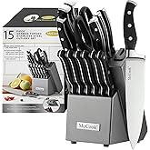 McCook® Knife Sets,German Stainless Steel Kitchen Knife Block Set with Built-in Sharpener