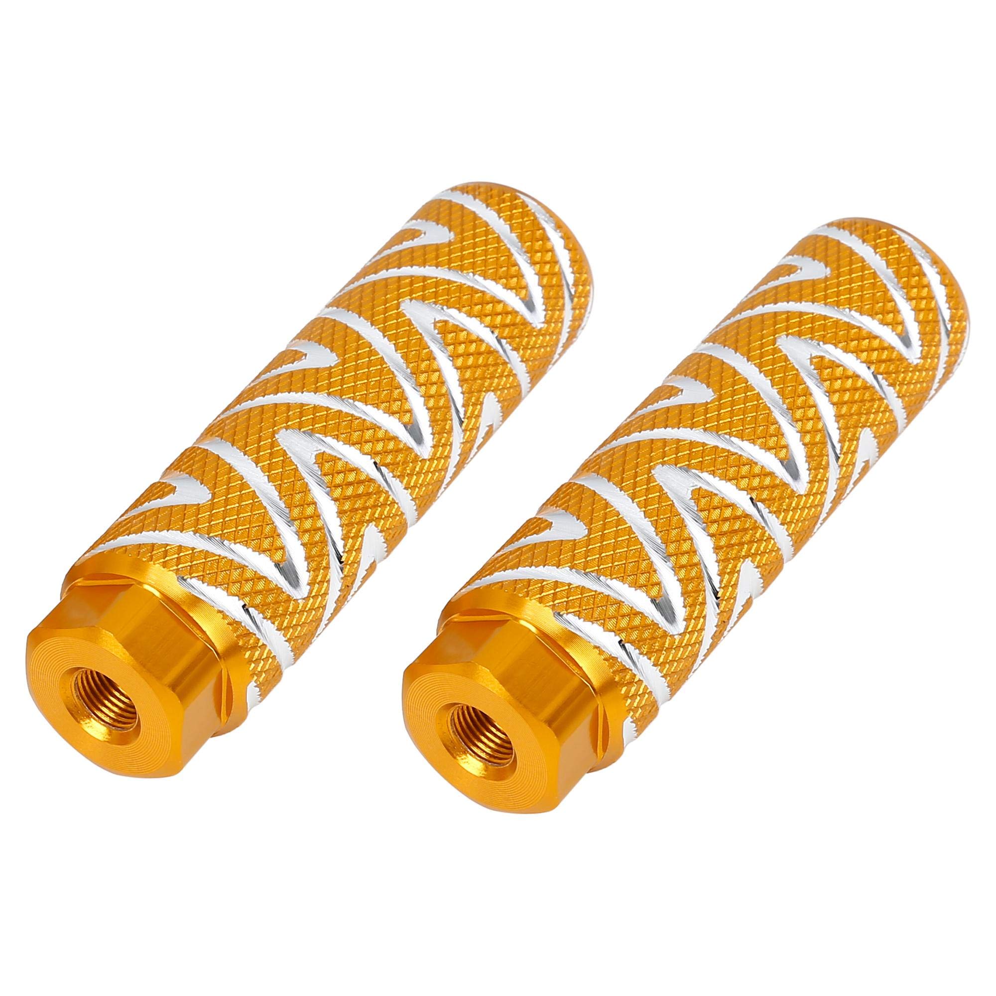 X AUTOHAUX Pair Wave Stripes Bike Foot Pegs Fit 3/8 Inch 100x28mm Orange