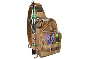 Bnqoe Fishing Backpack Fishing Tackle Storage Bag with Rod Holder Sling Storage Backpack for Outdoor Hiking Travel Hunting