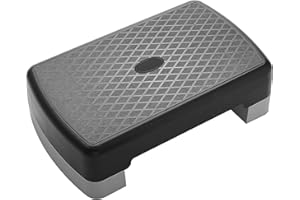 Fitvids 18" Workout Aerobic Stepper Step Platform with 2 Risers, Lightweight Portable Step Up Platform Trainer, Adjustable Height 3.2’’ 5.5’’ for Home Gym, Black and Gray