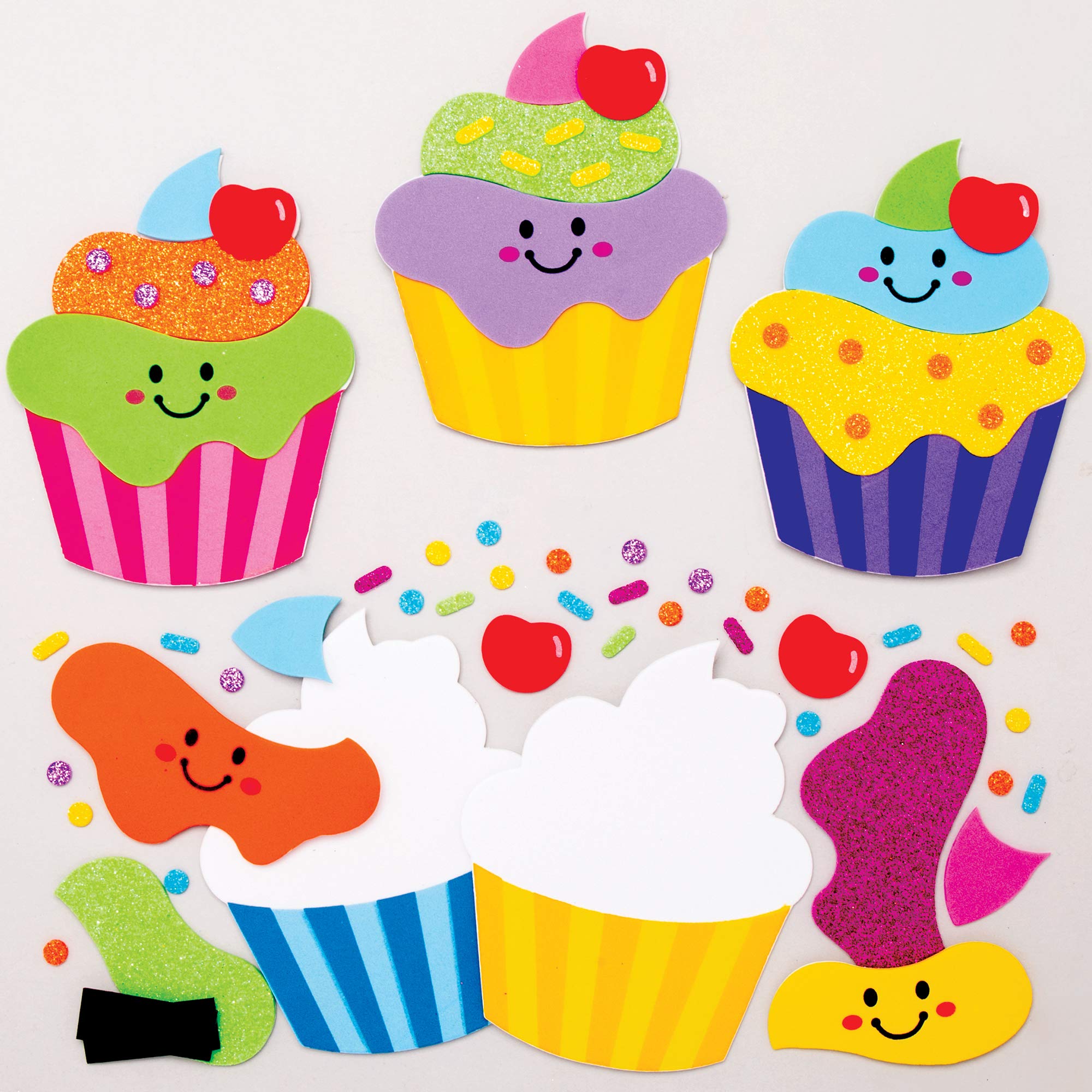 Baker Ross AT402 Cupcake Mix & Match Fridge Magnets Kits - Pack of 8, Make Your Own Magnets, Ideal for Kids Arts and Crafts Project