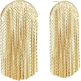 Sylph 14K 18K Gold Plated Chandelier Earrings for Women, Long Tassel Earring Huggie, Silver Leaf Dangle Drop Earrings, Dainty Bohemian Jewelry Gifts for Wedding Everyday Wear