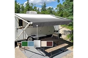 HITORHIKE RV Awning Fabric Replacement Standard Grade Premium Vinyl (14'(Fabric 13'2"), Gray Fade)