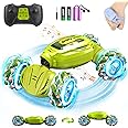 ZZPQ Gesture Sensing RC Stunt Car, 4WD Hand Controlled Remote Control Twist Car Toys for 6-12 yr Boys Girls - RC Car Gifts for Kids 6-8 8-13, 360° Rotating Transform Off Road w/Lights Music, Green