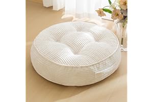 6" Washable Floor Pillow Cushion for Adults, Meditation Cushion Pillow, Large Round Floor Sitting, Removable Tufted Corduroy 