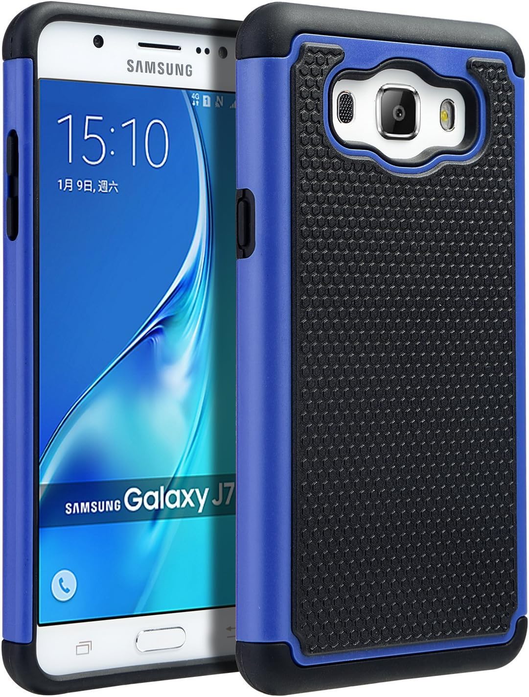 UARMOR Case for Samsung Galaxy J7 J710 2016 release, Hybrid Dual Layer Armor Shock Absorption Anti-scratch Protective TPU & Hard Rugged PC Case, Black + Blue