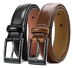 CHAOREN Mens Dress Belt 2 Pack - 1 1/8" Leather