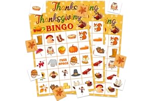 GMEMNOV Thanksgiving Bingo Game for Family Adults - 24 Players Thanksgiving Bingos Games Cards Fall Festival Party Supplies for School Classroom Family Activities
