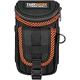 TUFFWORX Tool Belt Pouch, Heavy Duty Utility Holder with Mesh Pocket, Black and Orange