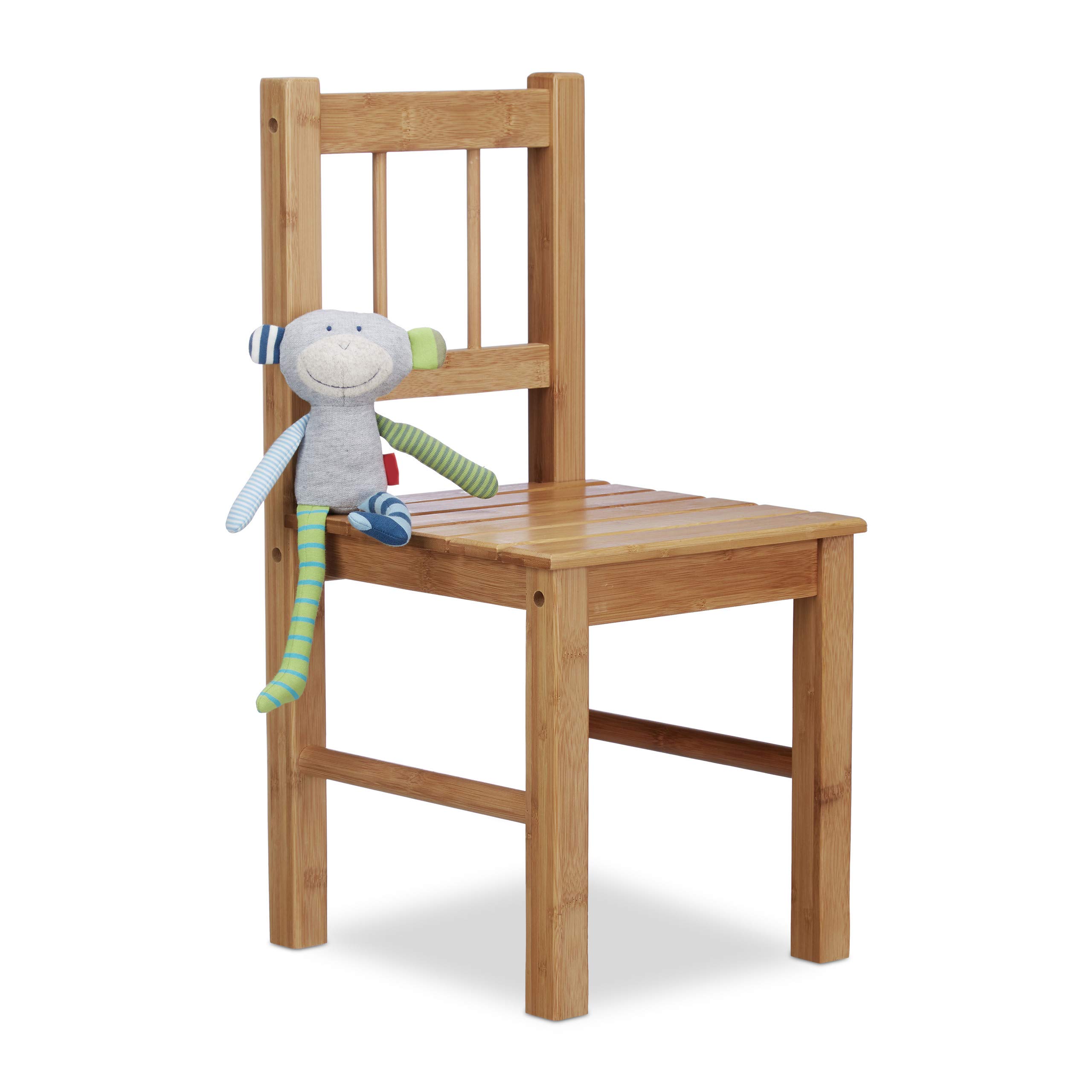 Relaxdays Bamboo Decor Chair, 57 x 27 x 29 cm, Small Flower Stand, Wooden Seat, Children's Chair, Bamboo, natural
