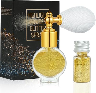 AOOWU Glitter Powder Spray Shiny Body Highlighter Gold Colorful