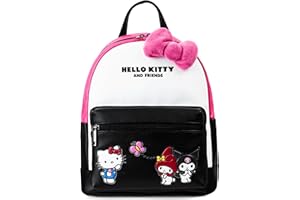 Hello Kitty Backpack Purse Women Girl Teen, Mini Fashion Backpack with Double Shoulder Straps (Pink/Black)