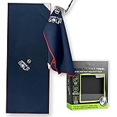 Aiming Fluid Golf Magnetic Towel Club Glove Gear - 3 Stage Cleaning System- Microfiber Rag with Magnet for Golfcart Bags for Men and Women Blue, 16" x 40" The 40