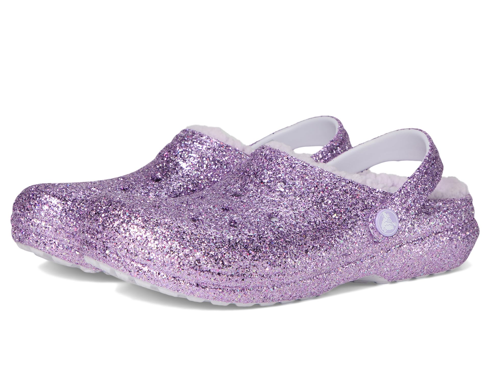 Crocs Unisex-Child Classic Lined Glitter Clog (Little Kid/Big Kid) Purple Moon 5 Medium Image