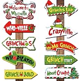 Christmas Decorations 20PCS Greenchmas Yard Signs Photo Proops for Outdoor | Christmas Tree Ornaments Outdoor Yard Signs Greenchmas Photo Proops Greench Arrow Yard Sign for Xmas Party Supplies