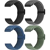Acortjl Braided Solo Loop Watch Band - Choice of Width -18mm 20mm 22mm, Quick Release Braided Replacement Wristband Nylon Stretchy Watch Straps for Men Women,4PCS