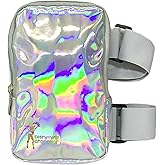 Holographic Thigh Bag | Carnival Leg Harness for Women | Outdoor Waist Pouch | J'ouvert Travel Leg Pack with Adjustable Colored Straps | Silver