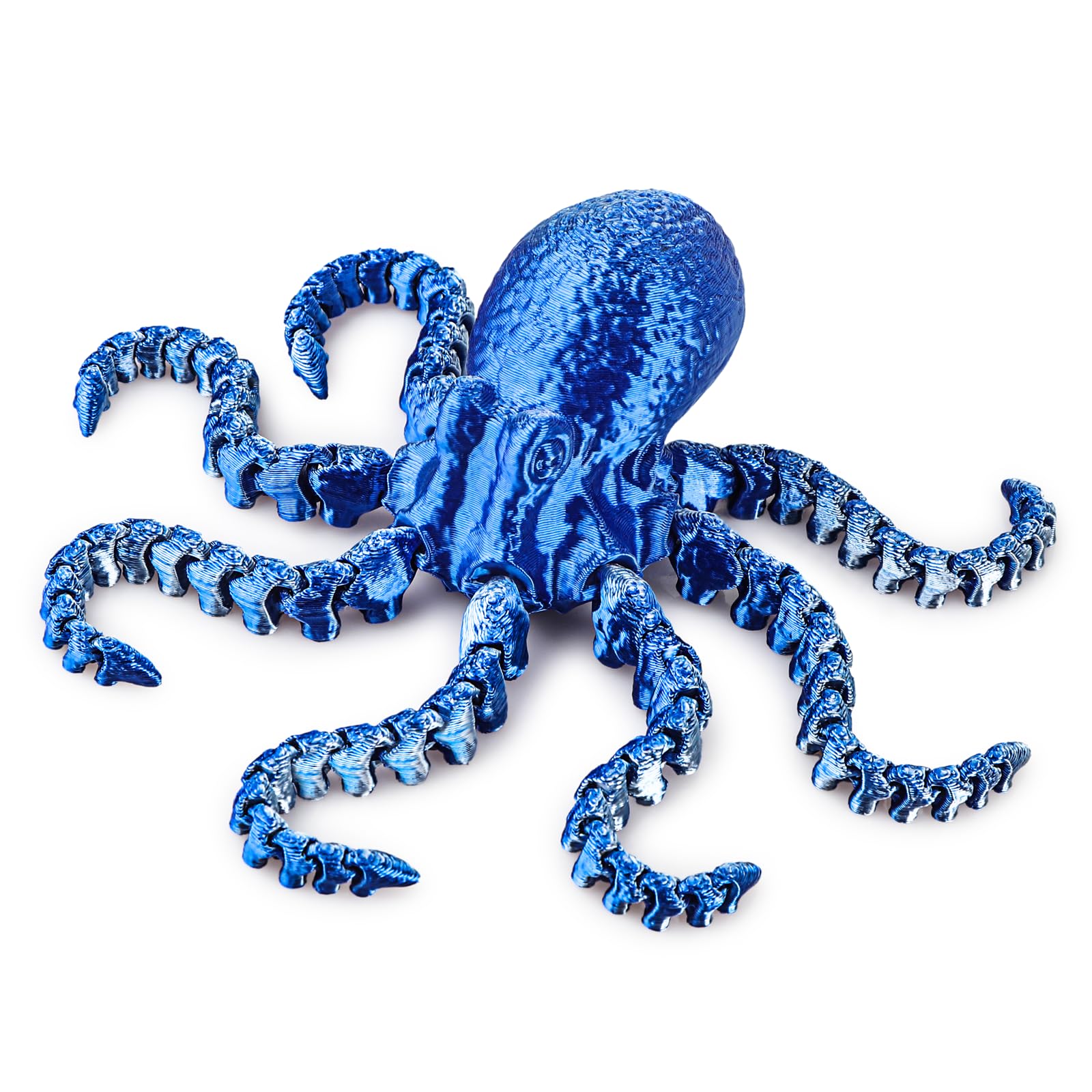 Photo 1 of ***ONE BROKEN LEG*** ATESSON 3D Printed Octopus,3D Printed Animals,3D Printed Toys Flexible Joints 3D Octopus,Home Office Classroom Decor Executive Desk Fidget Toys,1 Piece (Blue Silver)