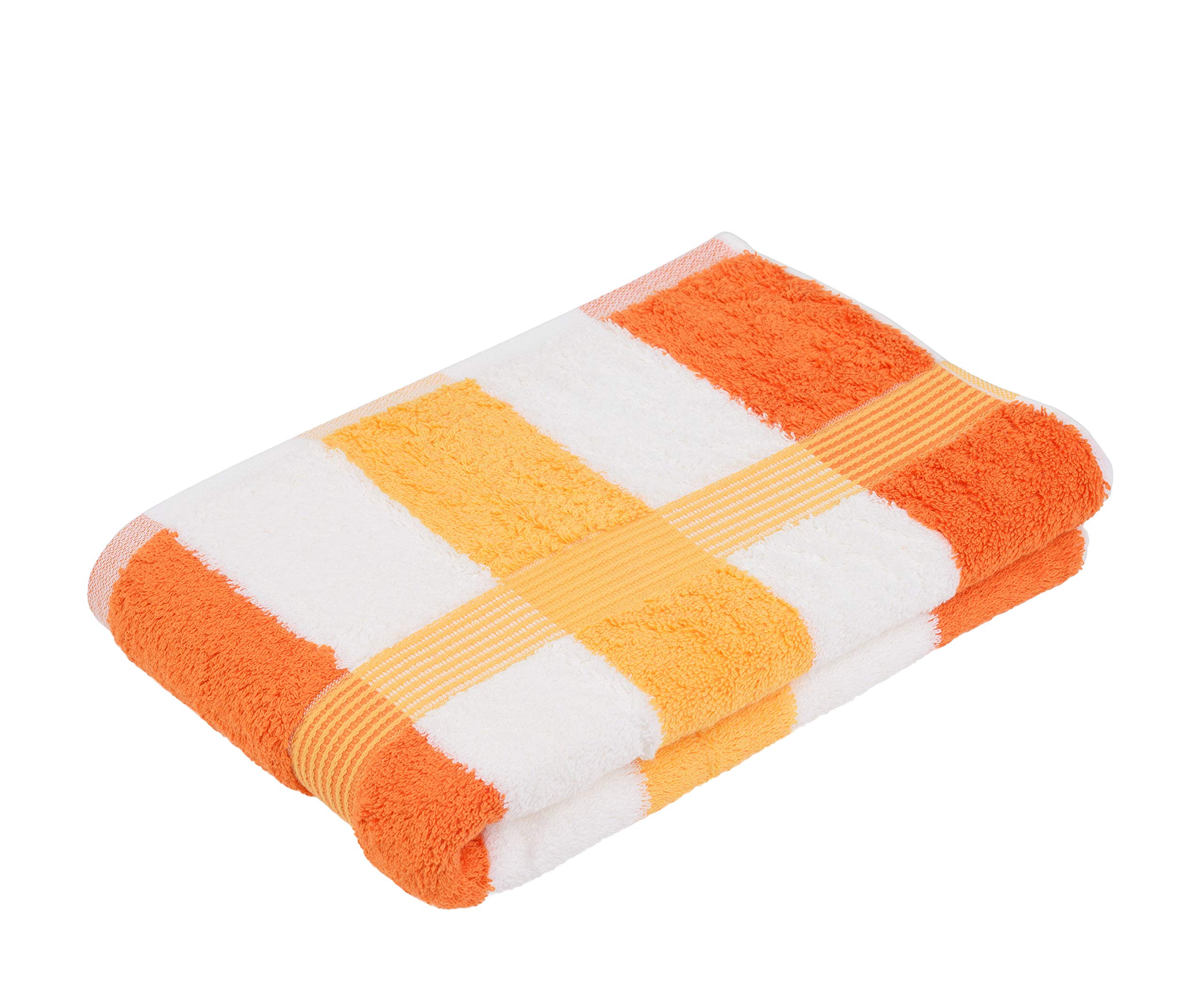 Gözze - New York Striped Bath Towel, Soft and Absorbent, 100% Cotton, 70 x 140 cm - Orange/White/Yellow