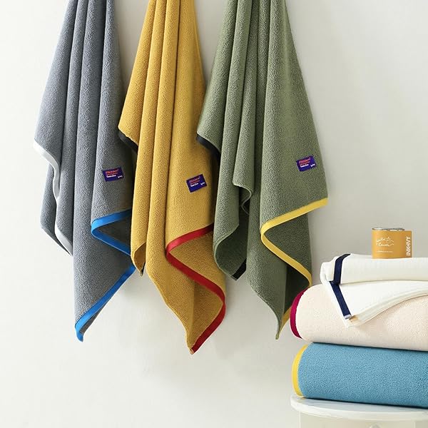 QAXOPL 6 PACK PREMIUM BATH TOWELS SET,2 BATH TOWELS, 2 HAND TOWELS, 2 WASHCLOTHS,100% COTTON EXTRA ABSORBENT SILK HEMMING TOWELS FOR BATHROOM (GREY)