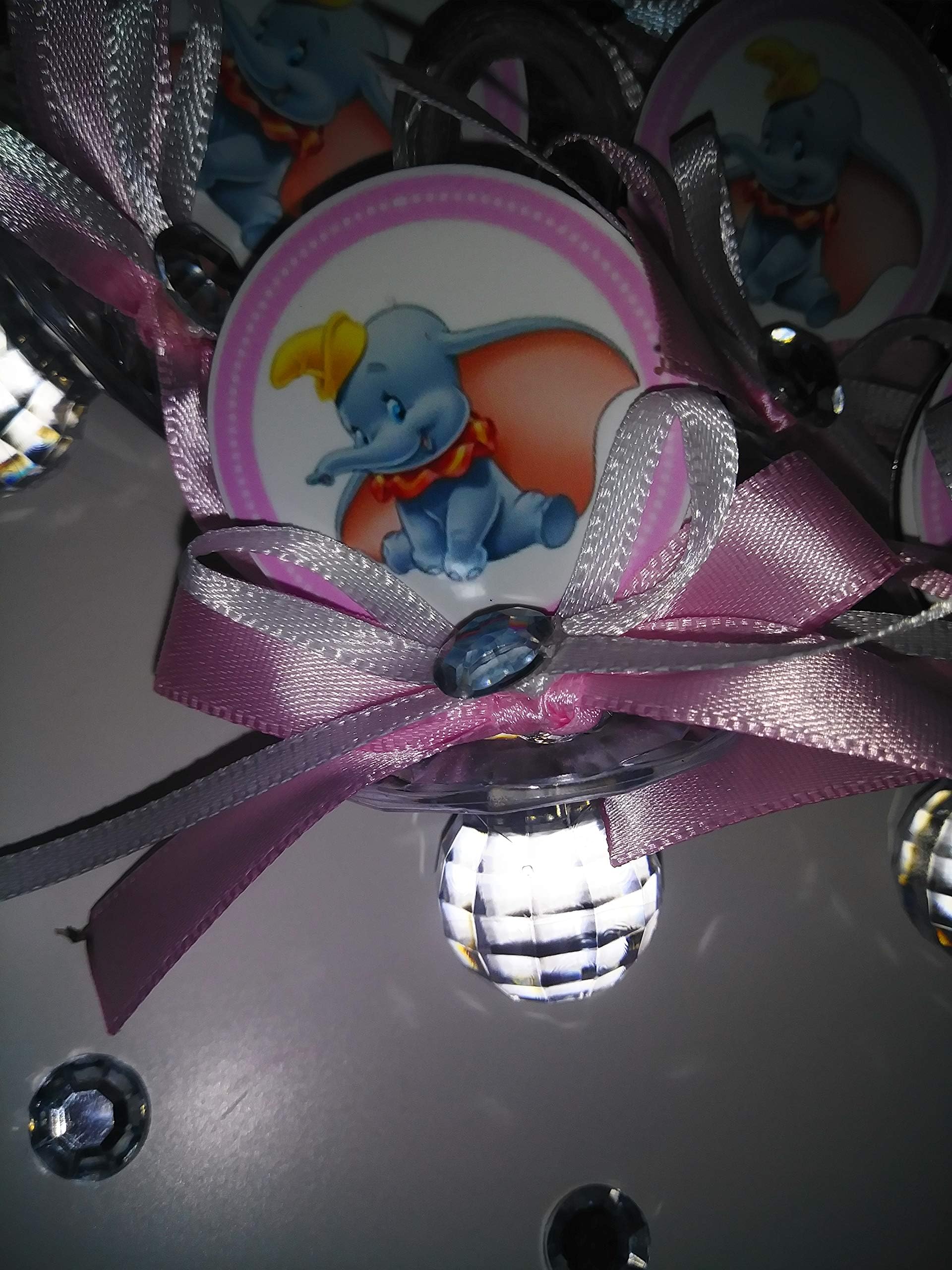 24 Girl Pink Dumbo Baby Shower Pacifiers Necklaces Favors