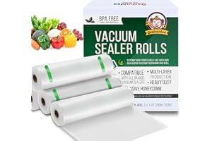 GENIUSIDEA Vacuum Sealer Bags for Food Saver, 4 Pack 11" x 25'ft Commercial Grade Food Saver Vacuum Sealer Bags Rolls, Food Vac Storage & Seal, Meal Prep, Microwave & Freezer Safe, Sous Vide, Seal A Meal