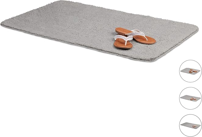 Relaxdays Tapis De Bain Gris Salle De Bain Tapis 60x100 Cm