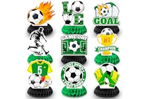 Soccer Birthday Party Decorations, 9 Pcs Soccer Honeycomb Centerpiece Table Decorations Soccer 3D Centerpieces for Soccer Par