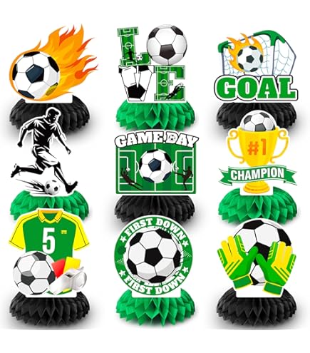 Lot De 10 Décorations De Table De Football En Nid D'abeille Pour Centre