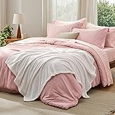 Bedsure Twin Comforter Set Pink, 6 Pieces Prewashed Twin Size Bed in a Bag with Soft Fleece Bed Blanket, Down Alternative Bedding Set for All Seasons, Sheets, Pillowcase & Sham