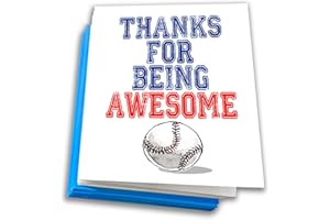 Play Strong Baseball Thanks for Being Awesome Note Cards 12-Pack (4.25"x5.5") Illustrated Sports Powercards Perfect for Baseball Players, Coaches, Fans and Fanatics - They'll Love 'Em!