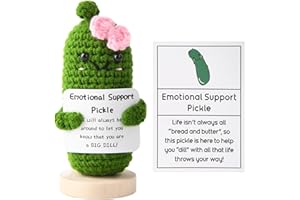 Ivydale Emotional Support Pickle, Handmade Cucumber Crochet Doll, Pickled Knitting Gift for Women Friends (Pickle Bowknot)