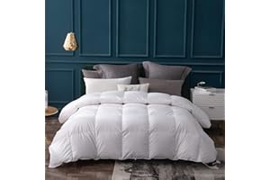 Globon Goose Down Comforter King Size All Season,400 Thread Count Ultra Soft Noiseless Shell,800 Fill Power, Medium Weight Duvet Insert with Corner Tabs, White