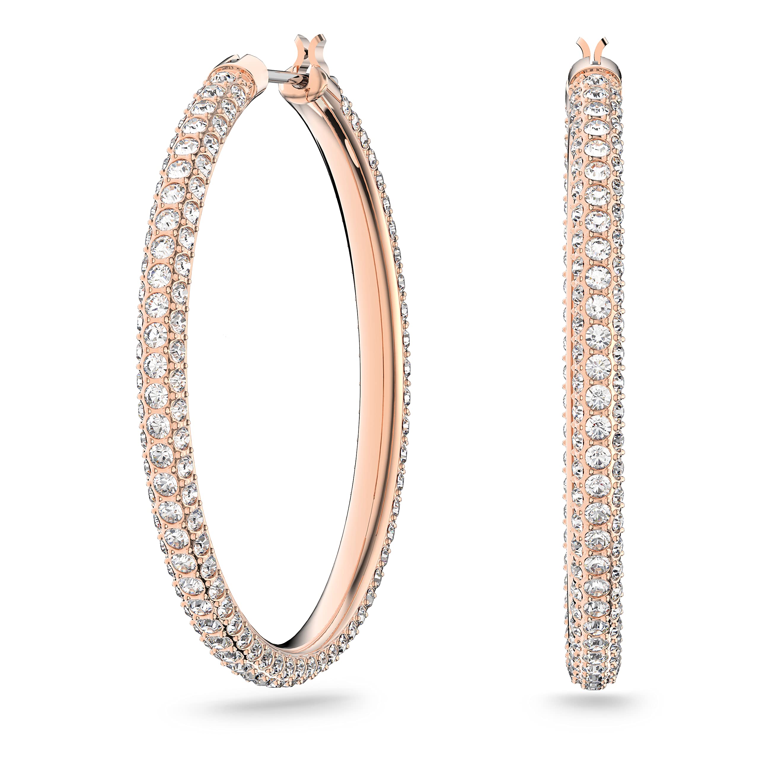 Swarovski Dextera Women's Hoop Pierced Earrings with Pink Crystals in a Rose-Gold Tone Finished Setting Image