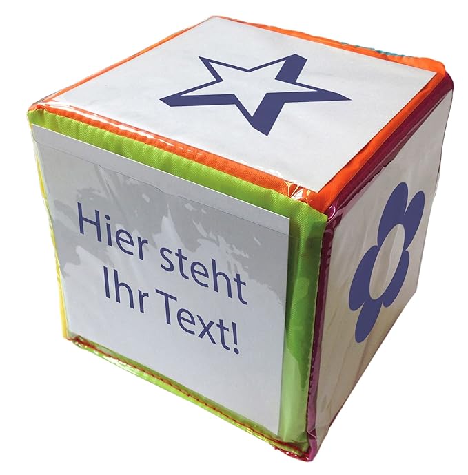 TimeTEX Blanko-Würfel - Großer bunter Würfel mit Einstecktaschen zur freien Gestaltung - 15 cm Seitenkante - 93584