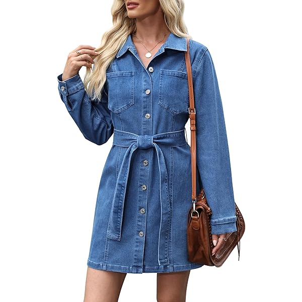 Amazon.com: HGps8w Women's Fall Classic Denim Dresses Retro Long Sleeves Button Front Western Jean Shirt Dress (No Belt) : Clothing, Shoes & Jewelry Amazon.com: HGps8w Women's Fall Classic Denim Dresses Retro Long Sleeves Button Front Western Jean Shirt Dress (No Belt) : Clothing, Shoes & Jewelry