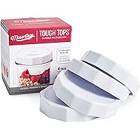 Masontops Tough Tops - Wide Mouth Mason Jar Lid - White - BPA-Free Plastic Screw Caps - Reusable Airtight Storage Covers