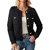 GRACE KARIN Womens Open Front Button Down Long Sleeve Texture Knit Cardigan Sweaters with Pockets