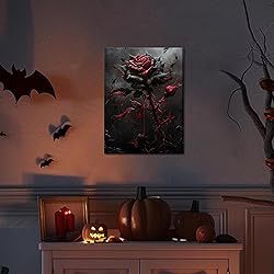 Gothic Canvas Wall Art Set of 3, Romantic Rose