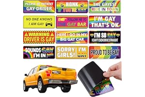 Avenuebool 12 Pcs Gay Pride Funny Magnet Bumper Sticker LGBT Rainbow Pride Prank Magnetic Sign for Vehicle Truck Reusable Magnet Sticker for Fridge