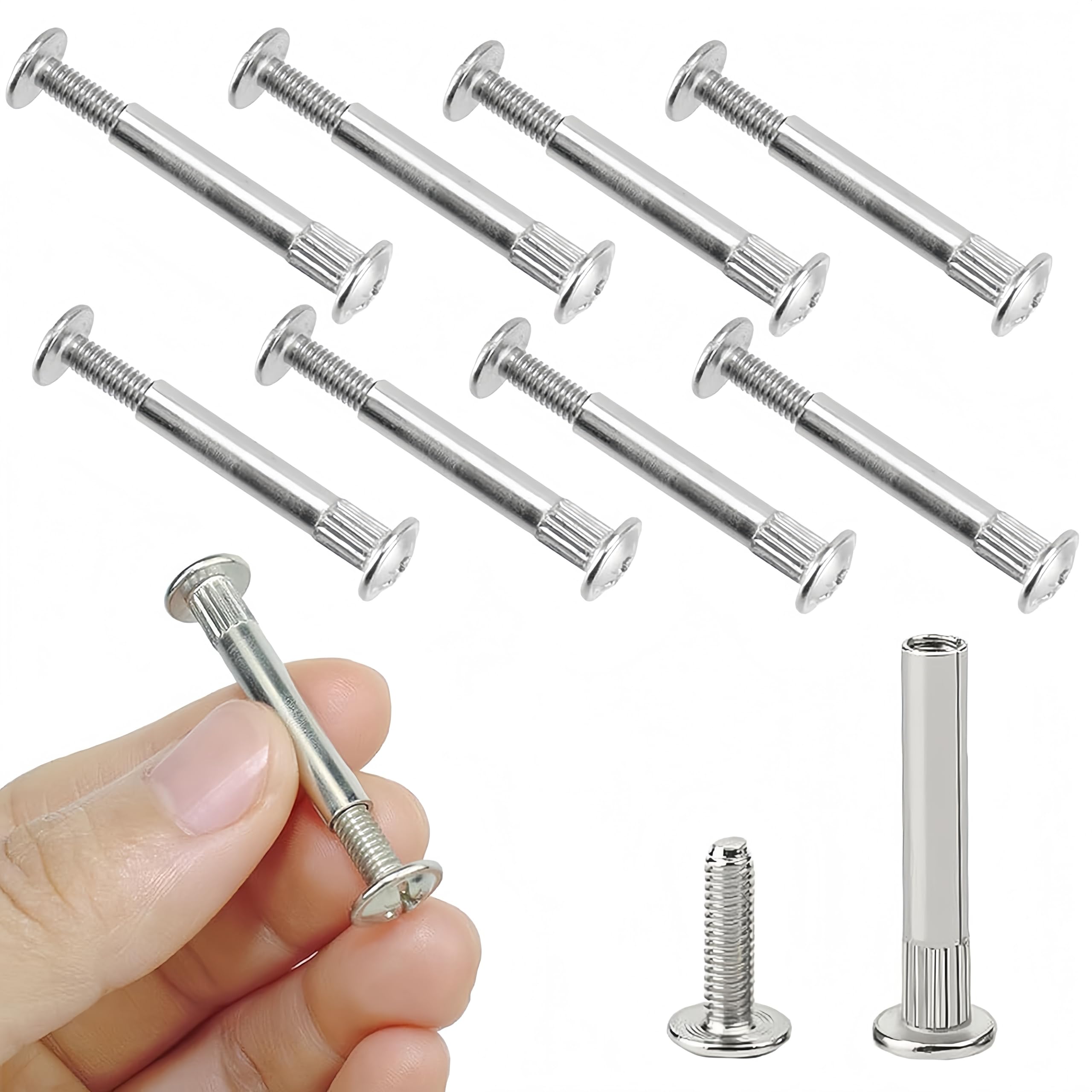 YankMooM 50 Set Cupboard Joining Bolts Screws,M4 Furniture Connecting Screws Bolts metal connecting screws bolts for Connecting Furniture Cupboard Cabinet (31-40mm)