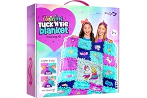 Pretty Me Unicorn Tuck N' Tie Fleece Blanket Kit - No Sew Blanket Making Kit - DIY Crafts for for Girls Ages 6+ Year Old - Be