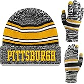 Vintage Classic Skull Cap 3D Embroidery Beanie Cuffed Winter Hat Knit Comes with Warm Gloves Fasion Gifts for Men Women Fans